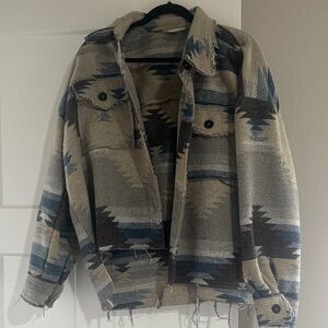 LA MIEL Blue and Gray Patterned Jacket